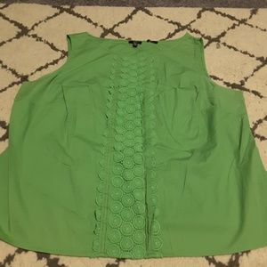 Talbots Green Sleeveless Lace-Trim Blouse